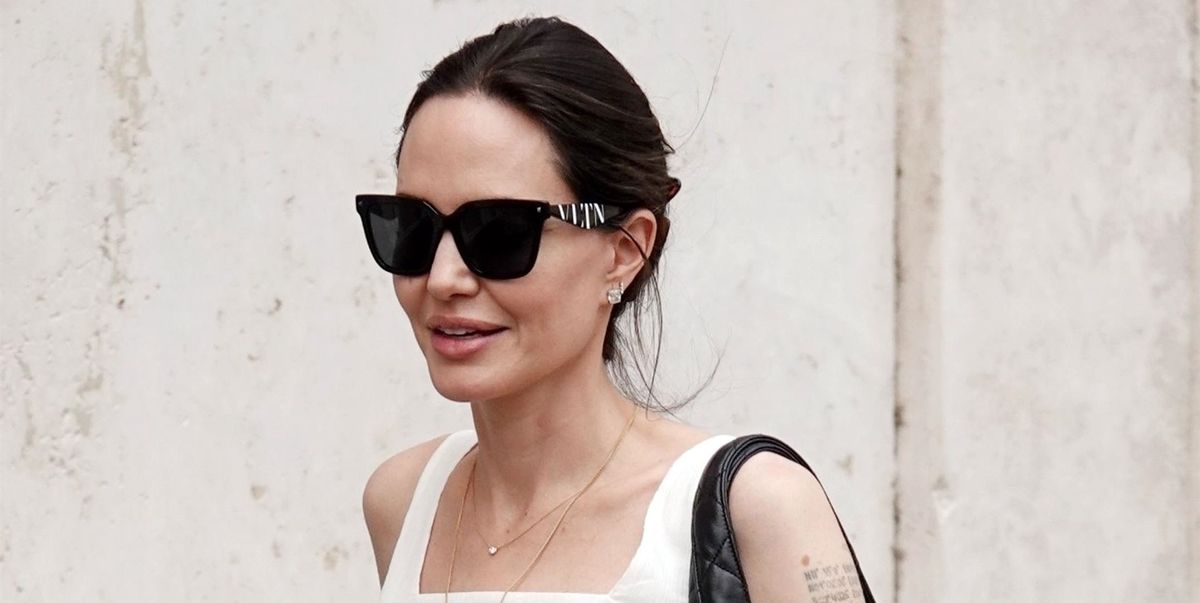 Angelina Jolie Walks Streets of Rome in Breezy White Ensemble