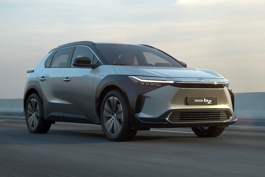 The first all-electric Toyota bZ4X has been beaten and sold at auction