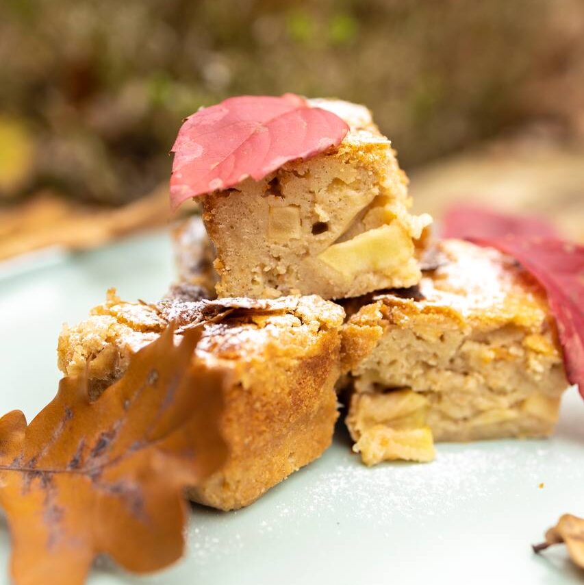 Delicious dessert: apple blondies with cinnamon